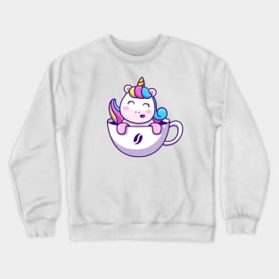 Cute Unicorn In Cup Coffee Crewneck Sweatshirt